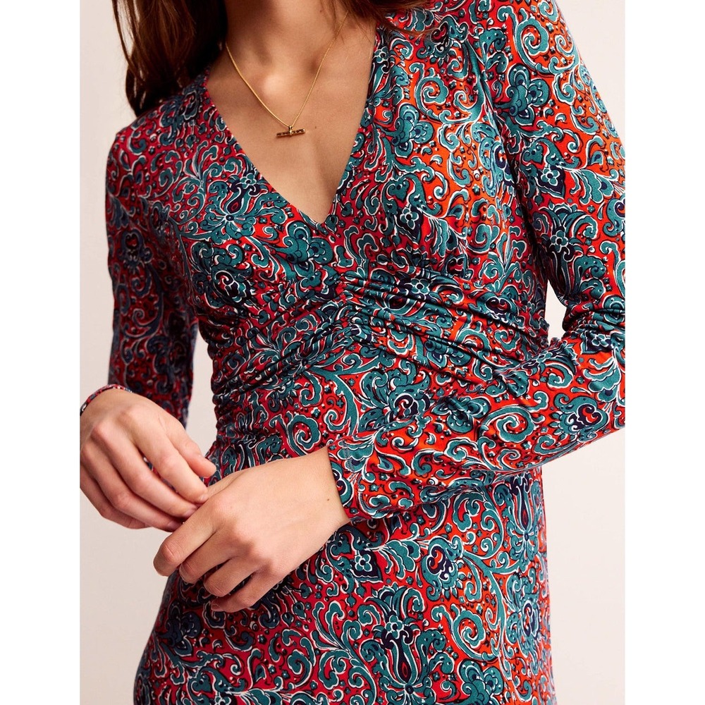 Boden Elodie Empire Midi Dress
Fiesta Orange Botanic Terrace Women's 12 Stretch - Picture 13 of 16